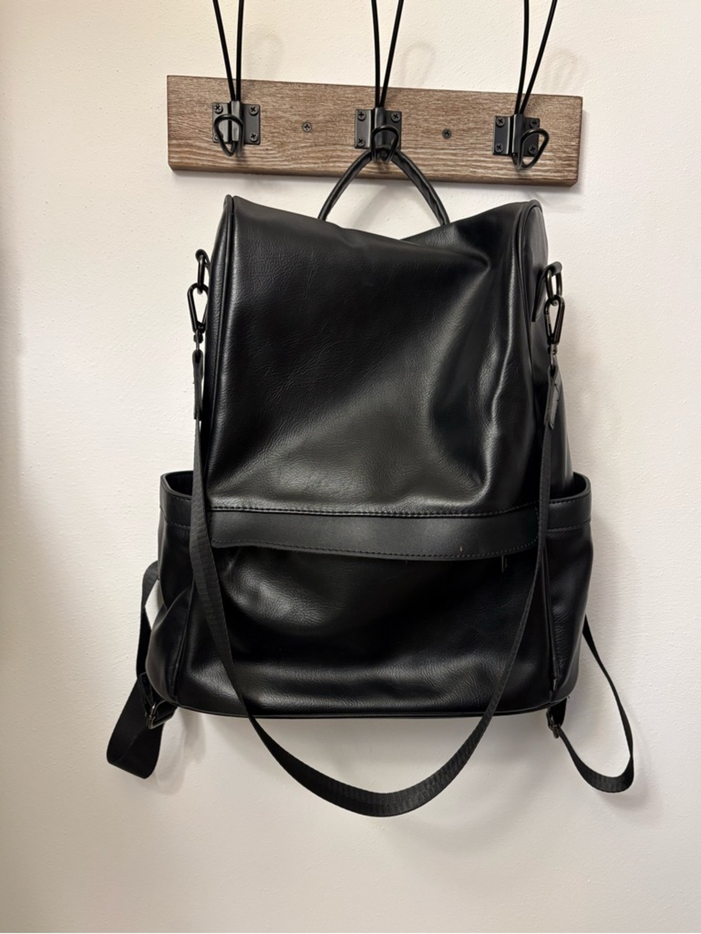 Amazon Black Faux Leather Women's Backpack
